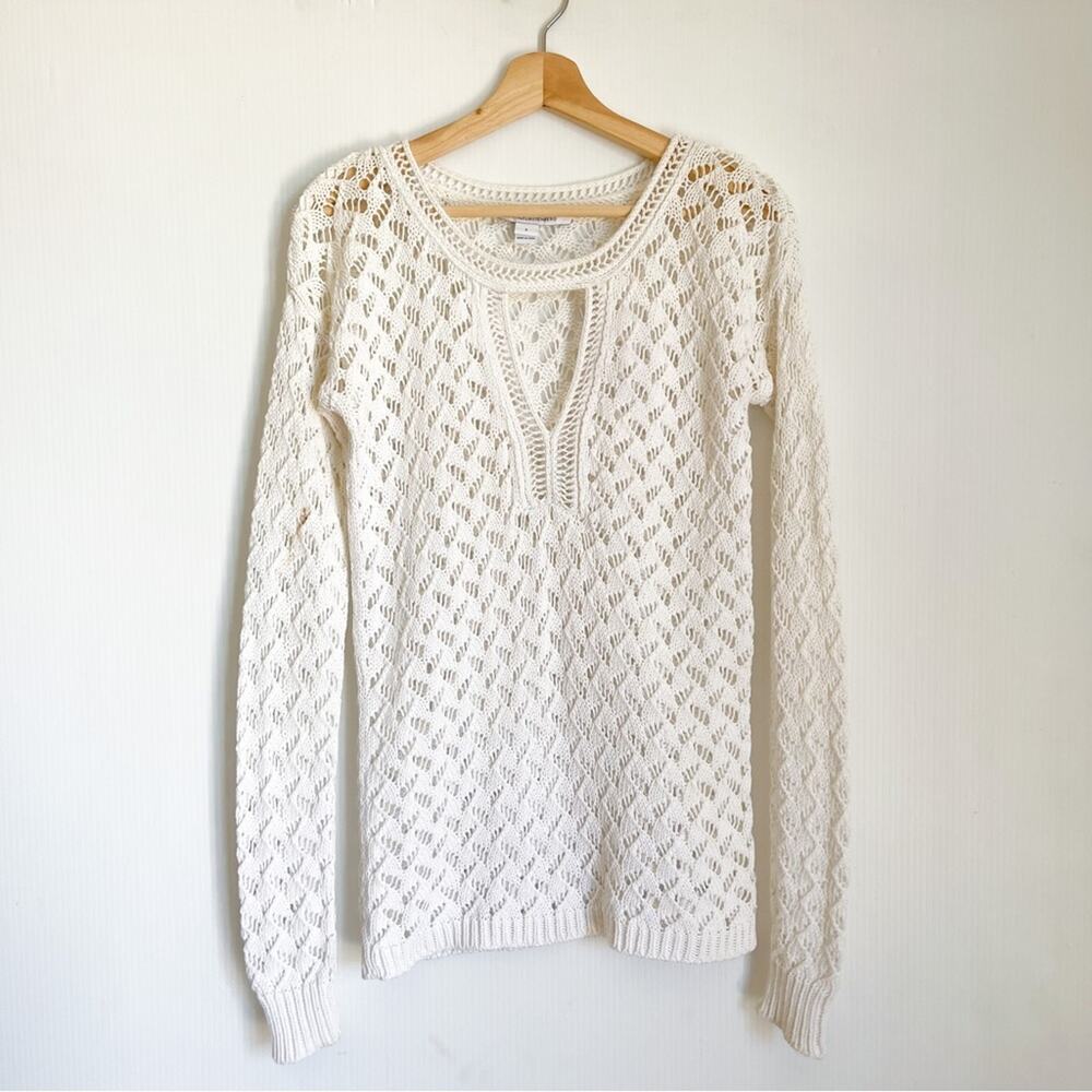 Diane Von Furstenberg | DVF Cora Lace Chunky Crochet Knit White Sweater